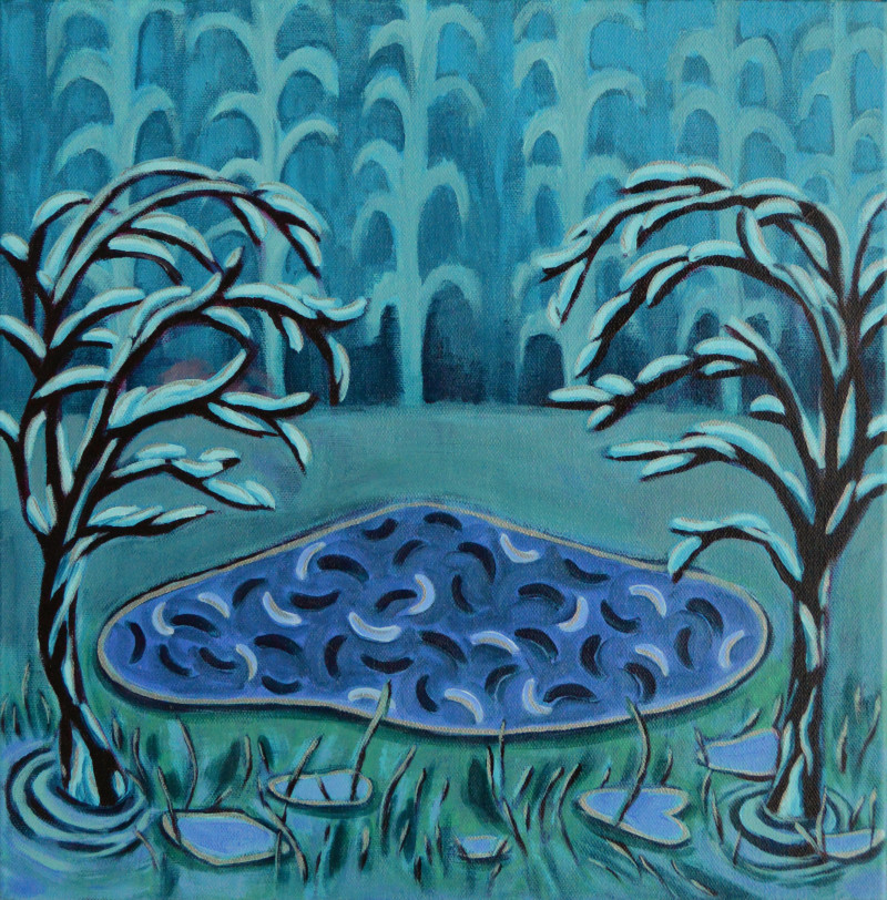 Agota Bričkutė tapytas paveikslas Žiemos vizija, Miniatiūros - Maži darbai , paveikslai internetu
