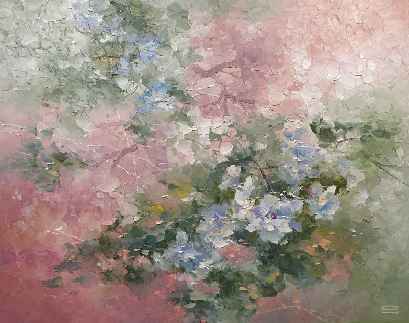 Blooming Gardens original painting by Šarlota Mockuvienė. Expression