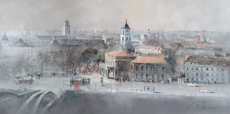 Rolandas Mociūnas tapytas paveikslas Rudeninis Vilnius, Urbanistinė tapyba , paveikslai internetu