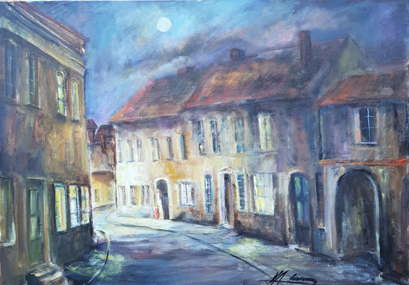 From The Past. The Old Vilniu's Street original painting by Voldemaras Valius. Picked landscapes