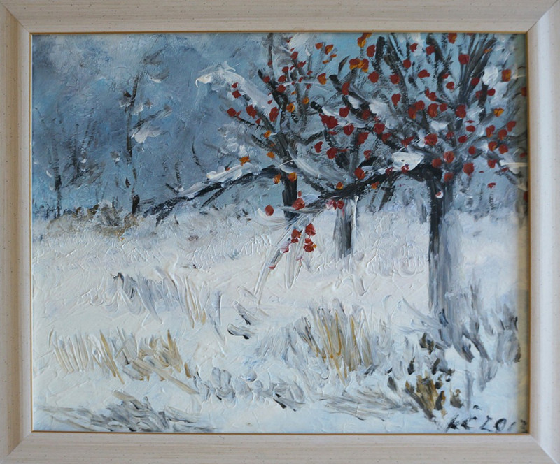 Winter In The Forest II original painting by Kristina Česonytė. Acrylic painting
