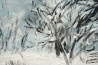 Winter In The Forest I original painting by Kristina Česonytė. Acrylic painting