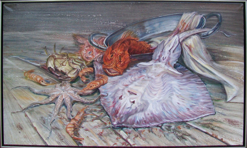 Paulius Juška tapytas paveikslas Natiurmortas su jūros gėrybėmis, Meno kolekcionieriams , paveikslai internetu