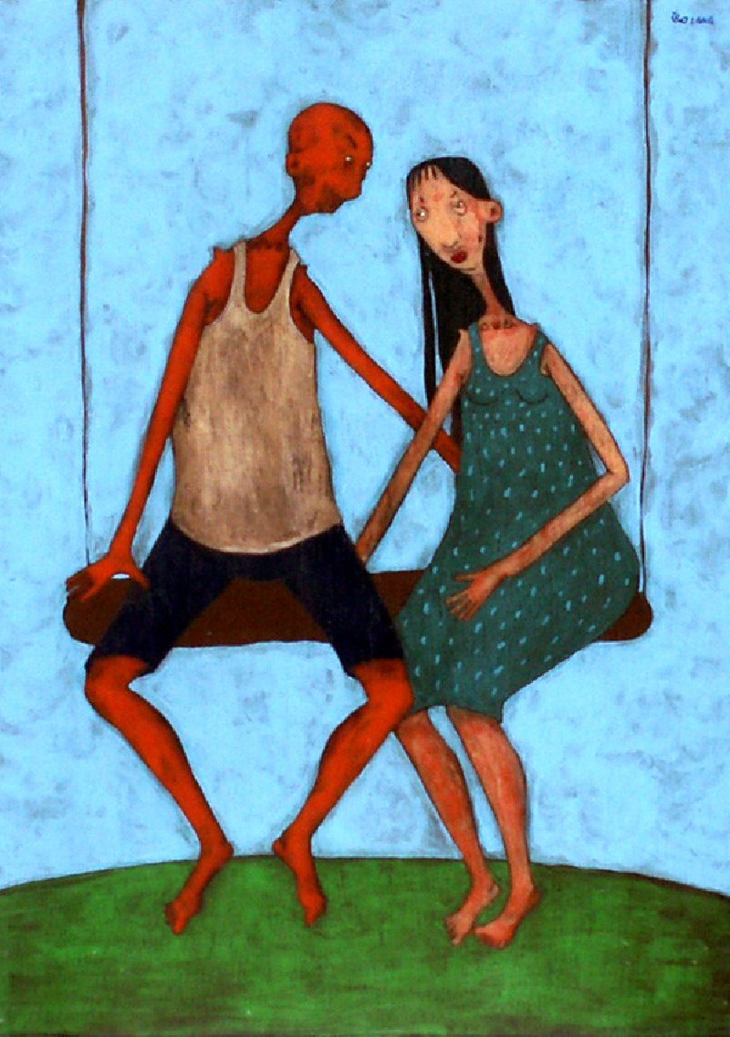 Rolana Čečkauskaitė tapytas paveikslas Sūpuoklės, Tapyba akrilu , paveikslai internetu