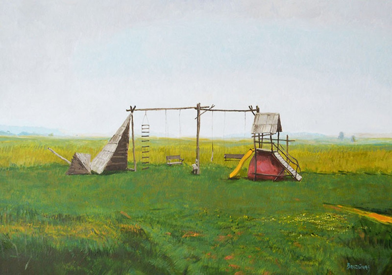 Playground original painting by Artūras Braziūnas. Oil painting