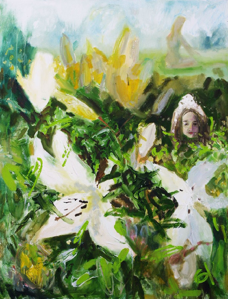 Rasa Staskonytė tapytas paveikslas Madam gavo gėlių, Tapyba aliejumi , paveikslai internetu
