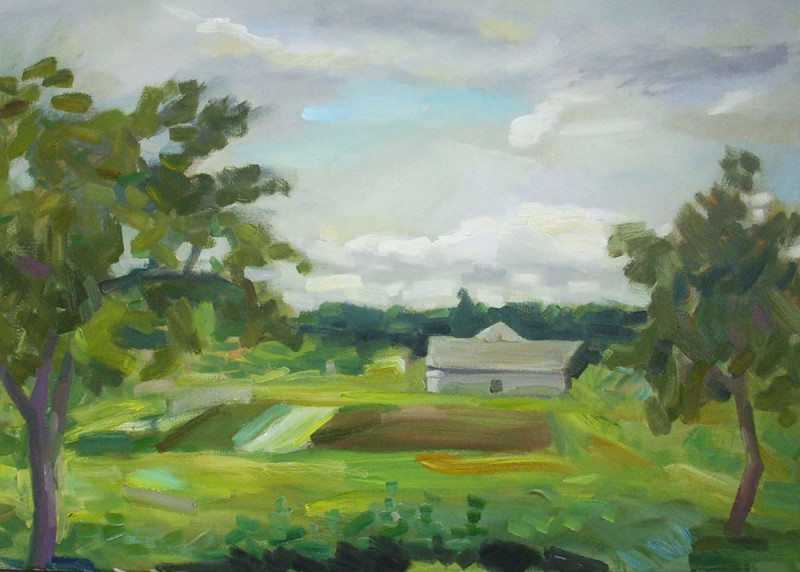 Rural Landscape original painting by Vidmantas Jažauskas. Oil painting