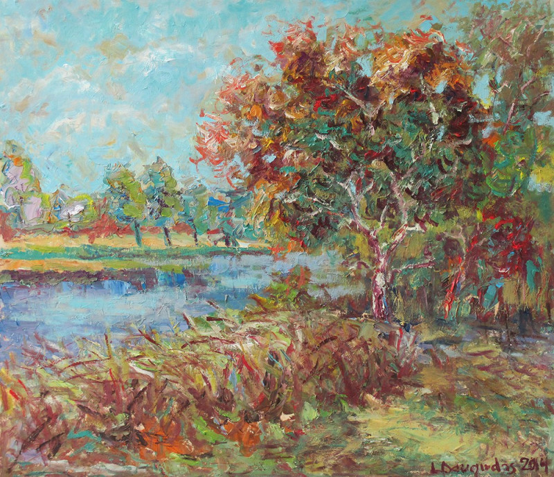 Near The Pond original painting by Liudvikas Daugirdas. Oil painting