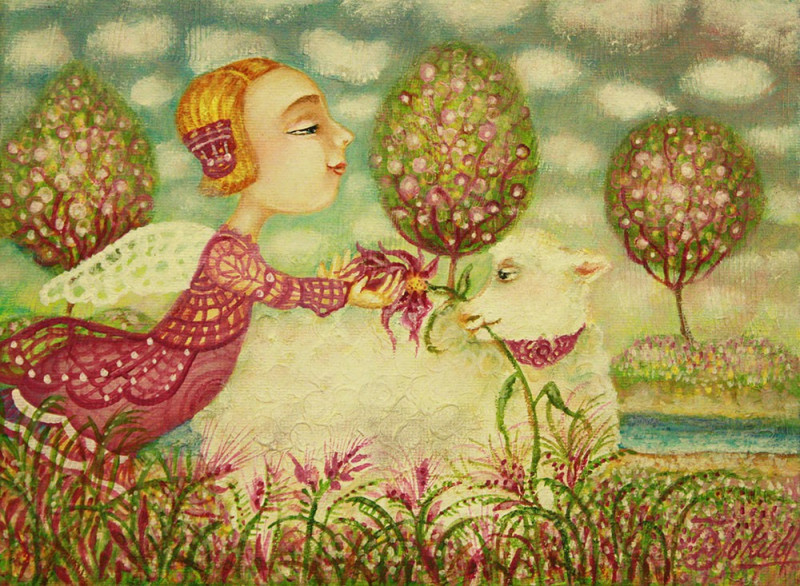 Danguolė Jokubaitienė tapytas paveikslas Žydinčioje pievoje, Tapyba aliejumi , paveikslai internetu