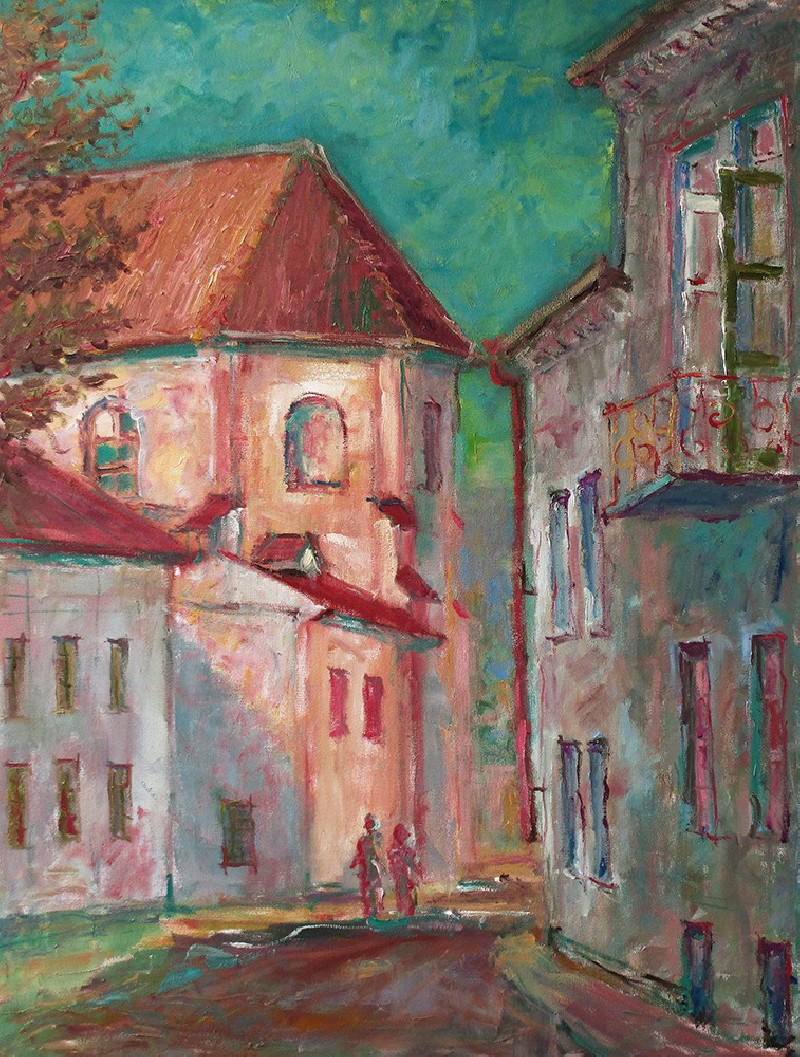 Pranciskonai Street, Vilnius original painting by Liudvikas Daugirdas. Oil painting