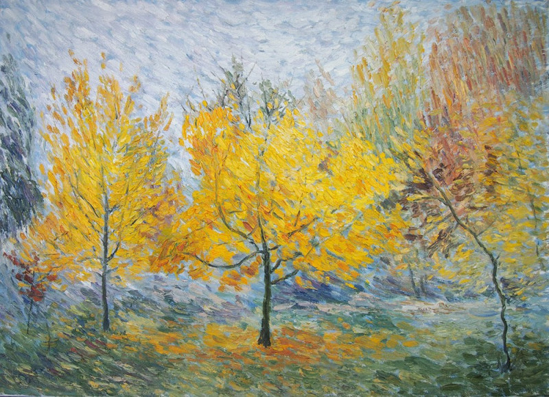 Yellow Maples original painting by Aida Kačinskaitė. Oil painting