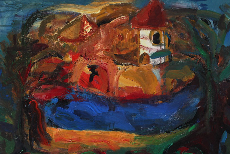 Nesvizh Castle original painting by Kristina Čivilytė. Acrylic painting