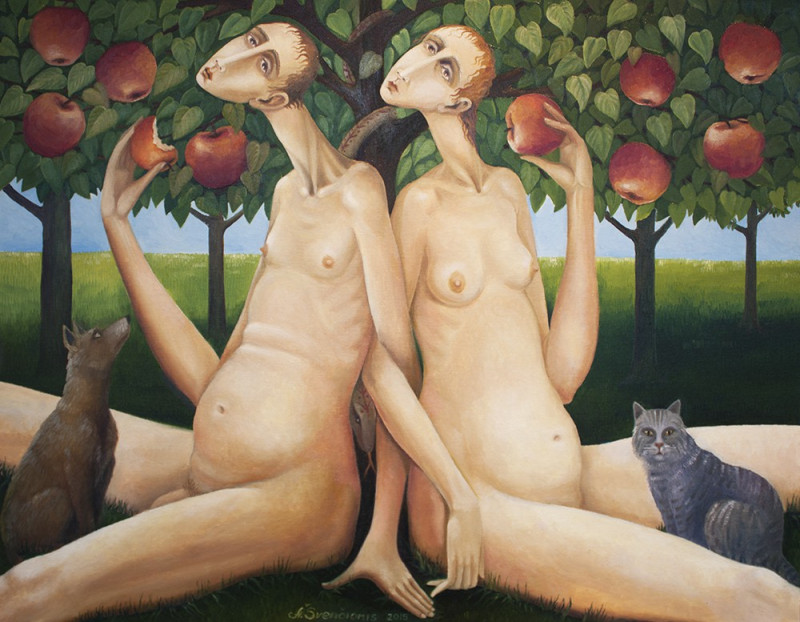 Adam And Eve original painting by Arnoldas Švenčionis. Oil painting