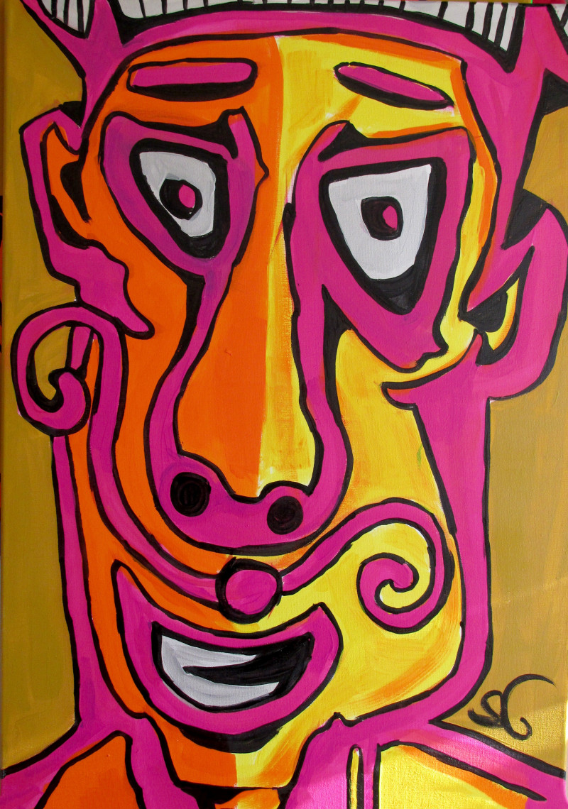 Faces Expression IV original painting by Saulius Ginetas. Acrylic painting