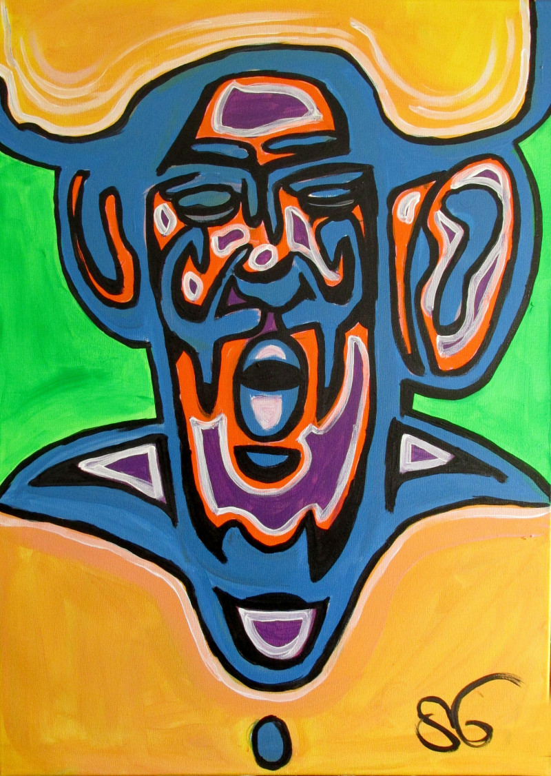 Faces Expression VII original painting by Saulius Ginetas. Acrylic painting