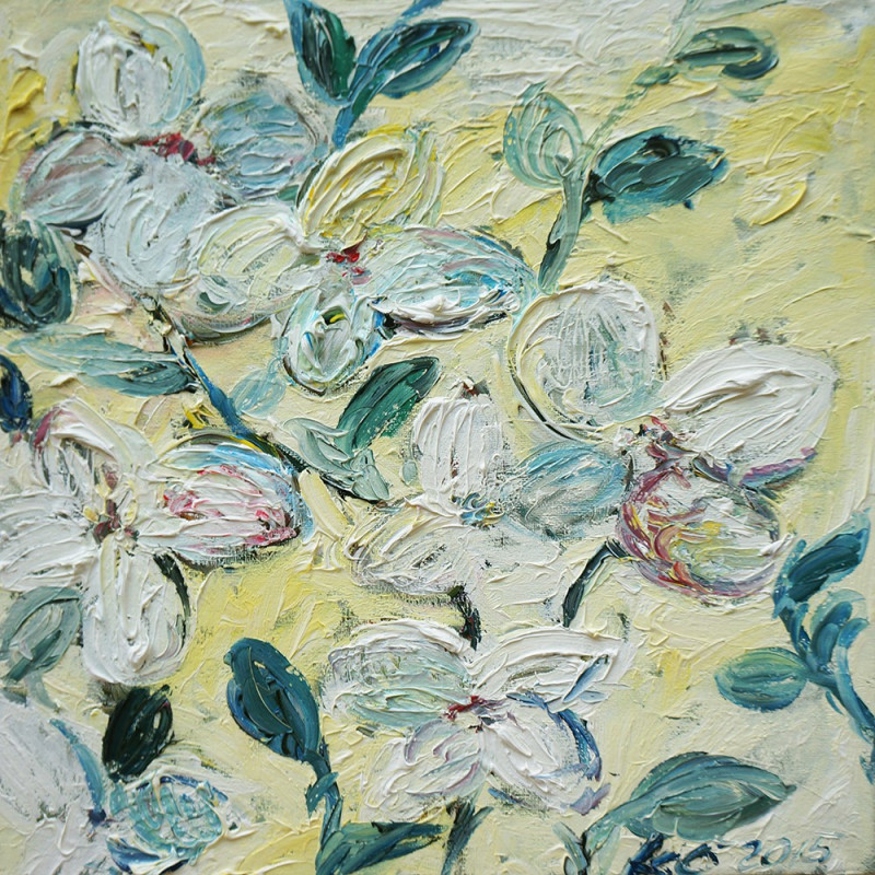 Flower Blossoms original painting by Kristina Česonytė. Oil painting