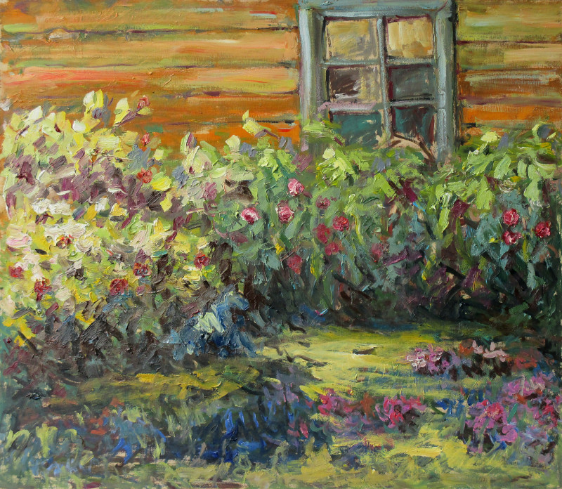 In A Summer House original painting by Liudvikas Daugirdas. Oil painting