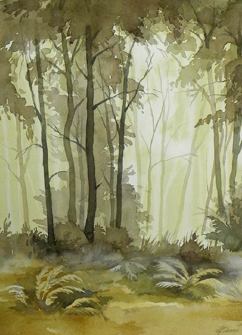 The Ferns original painting by Algirdas Zibalis. Watercolor painting