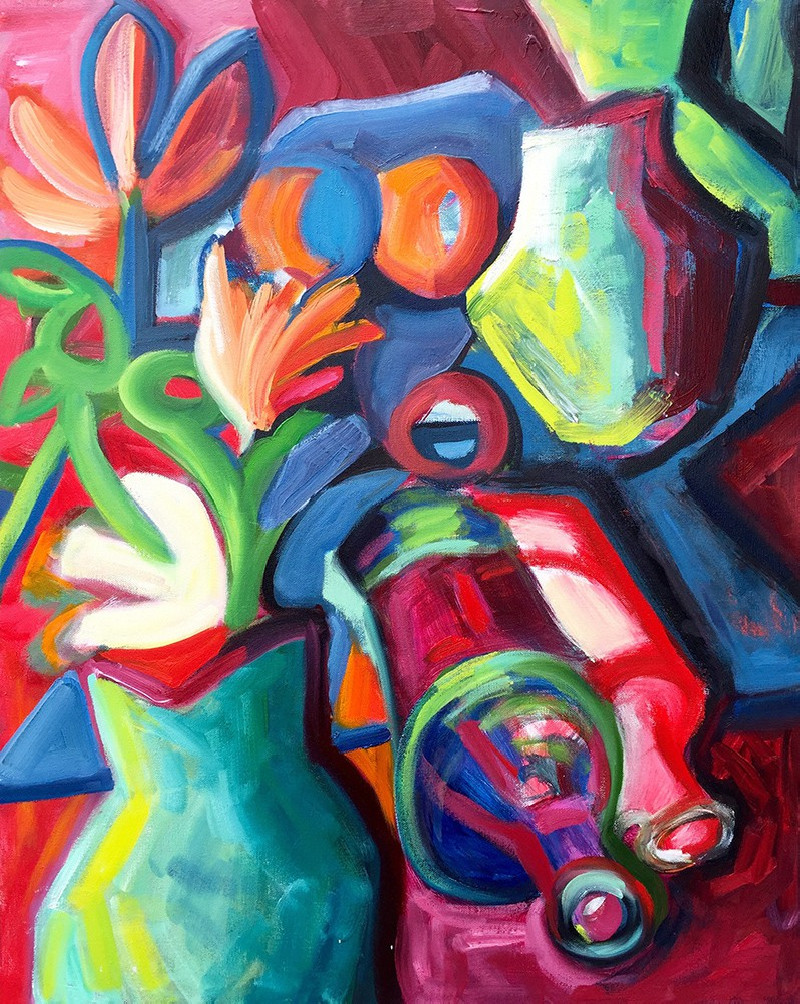 Still Life with Bottles original painting by Inga Girčytė. Oil painting