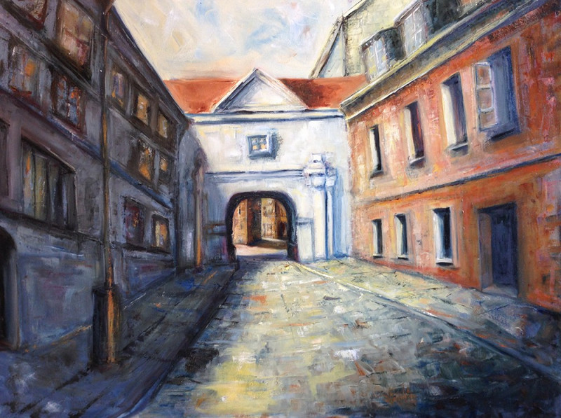 The Yard original painting by Inga Girčytė. Oil painting