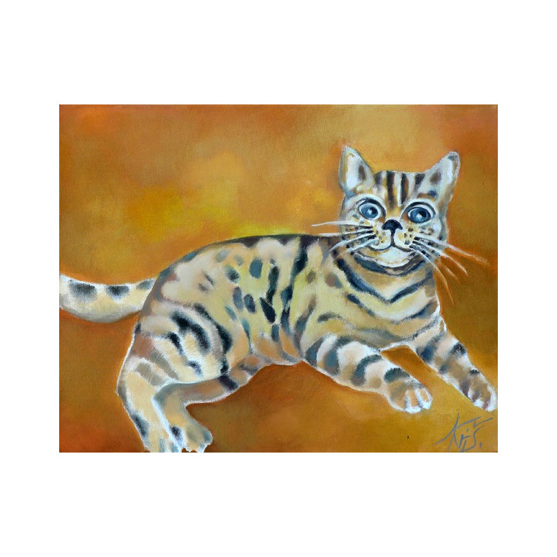 Cat original painting by Natalija Kriščiūnienė. Animalistic Paintings