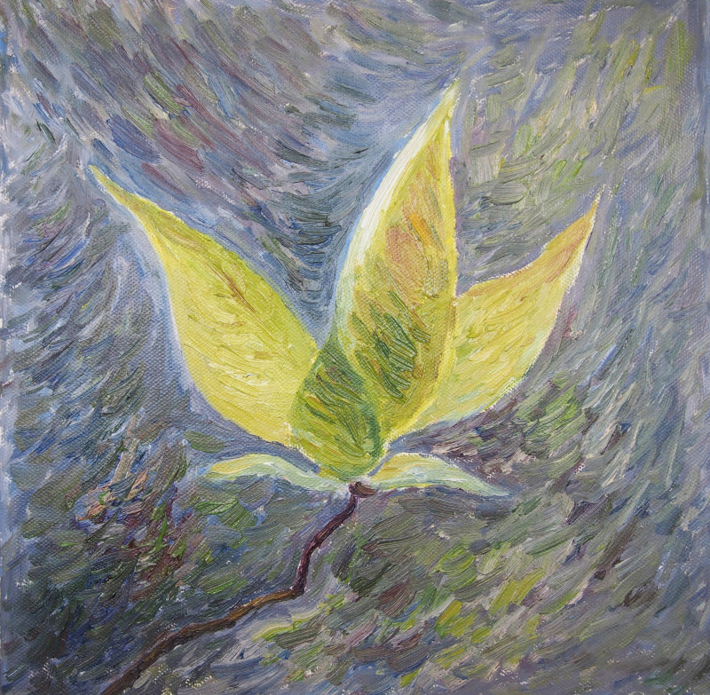Lilac leaves original painting by Aida Kačinskaitė. Flowers