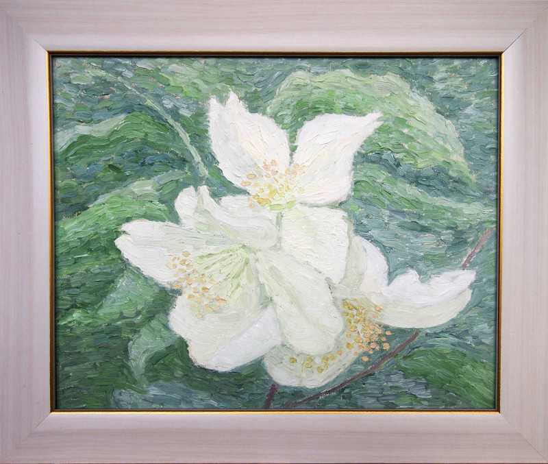 Jasmine rings original painting by Aida Kačinskaitė. Flowers