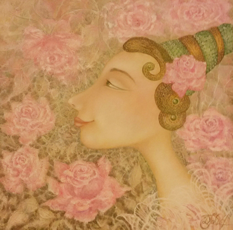 Danguolė Jokubaitienė tapytas paveikslas Kvepianti rožėmis, Tapyba aliejumi , paveikslai internetu