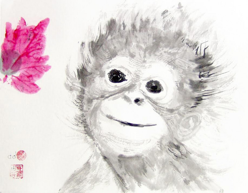 Jūra Vaškevičiūtė tapytas paveikslas Beždžionės metai 1, Animalistiniai paveikslai , paveikslai internetu