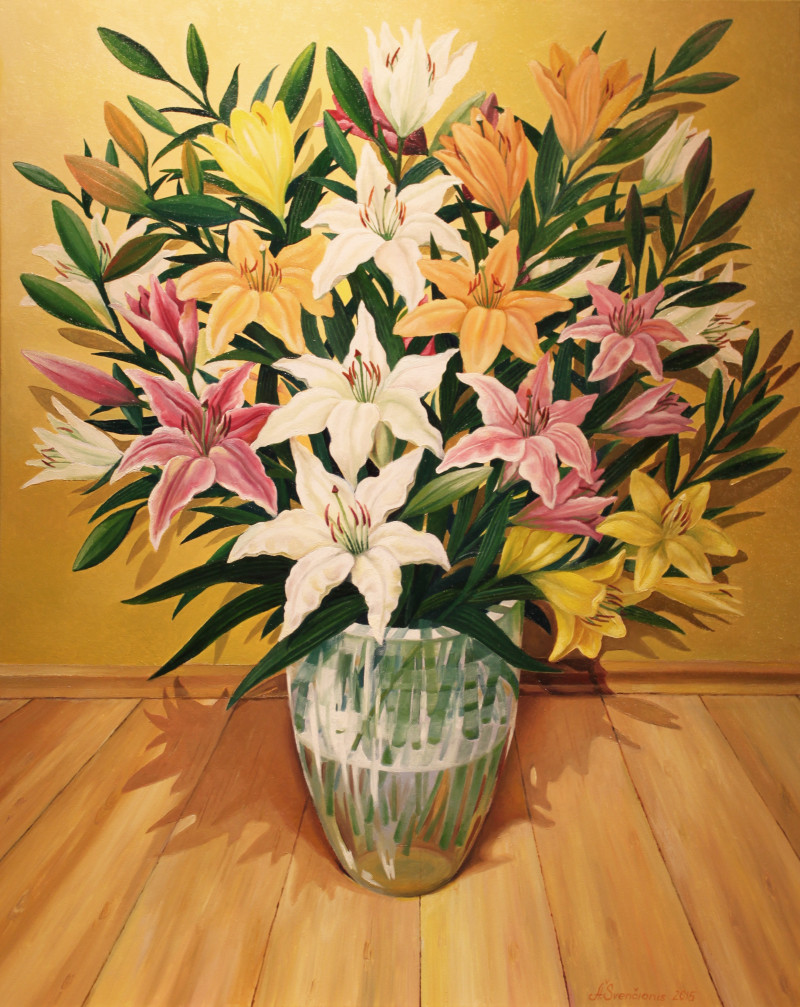 Ode for lilies original painting by Arnoldas Švenčionis. For Art Collectors