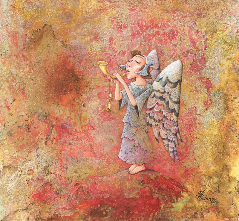 Small angel 2 original painting by Viktoras Šatunovas. Sacral