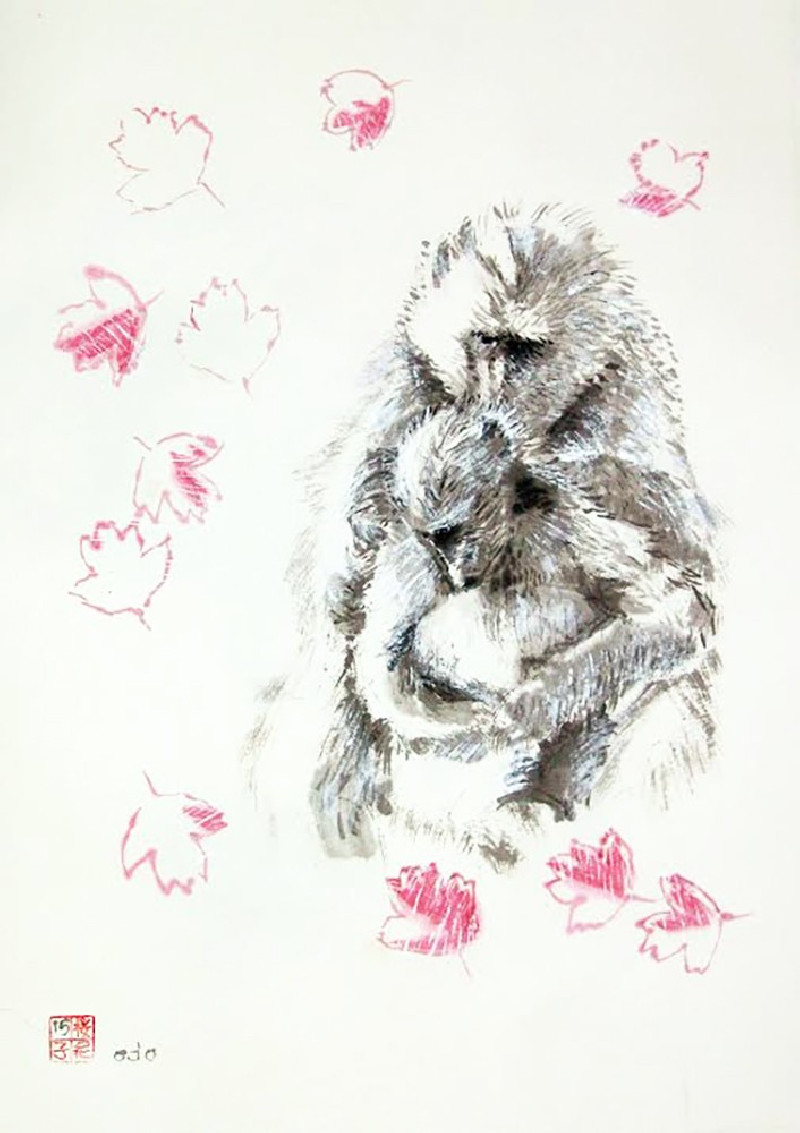 Year of monkey 10 original painting by Jūra Vaškevičiūtė. Animalistic Paintings