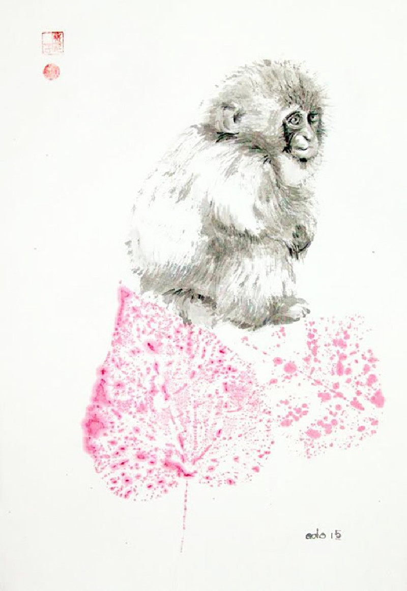 Year of monkey 12 original painting by Jūra Vaškevičiūtė. Animalistic Paintings