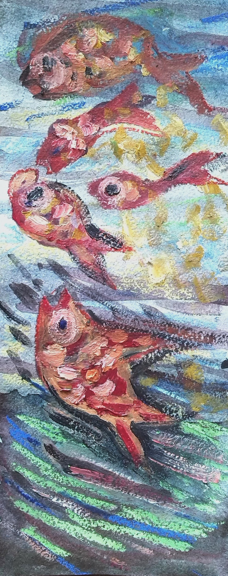 Happy fish original painting by Sigita Dabulskytė. Fantastic