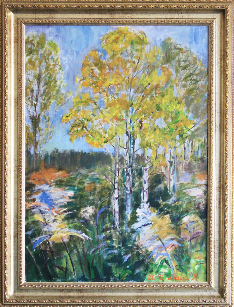 Near the Forest original painting by Dalia Motiejūnienė. Landscapes