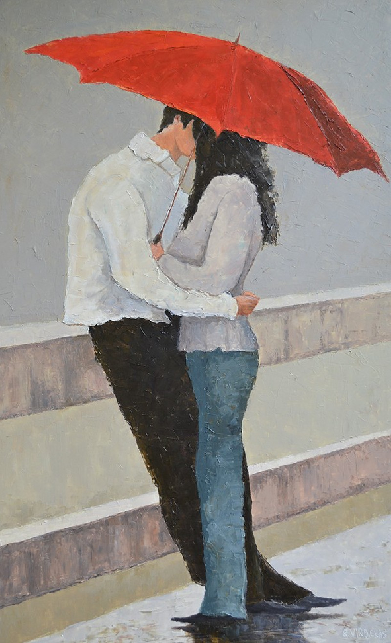 Rimantas Virbickas tapytas paveikslas Po skėčiu, Visos technikos , paveikslai internetu