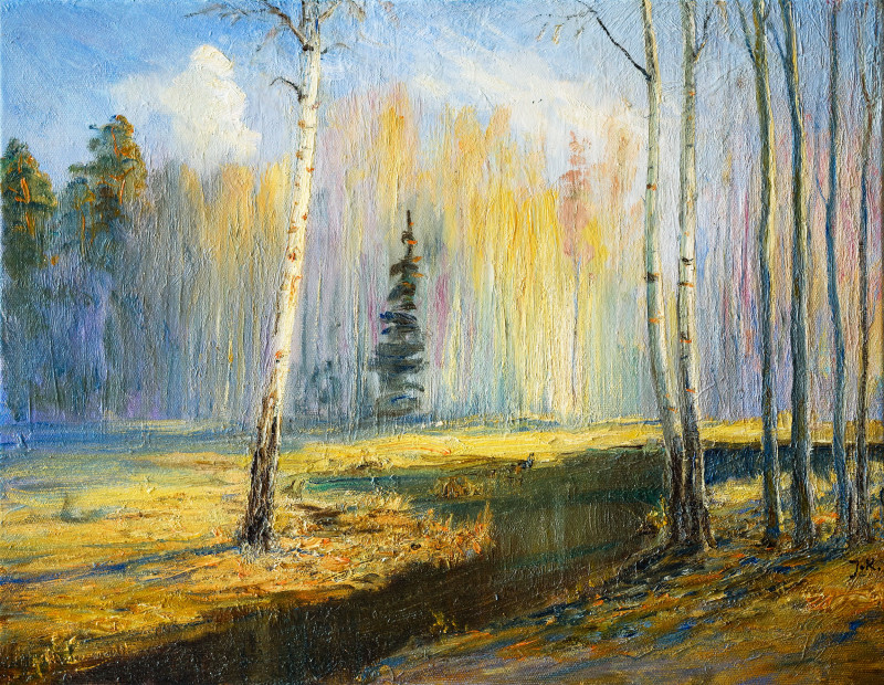 Spring original painting by Jonas Kozulas. Landscapes