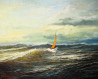 Storm original painting by Jonas Kozulas. Marine Art