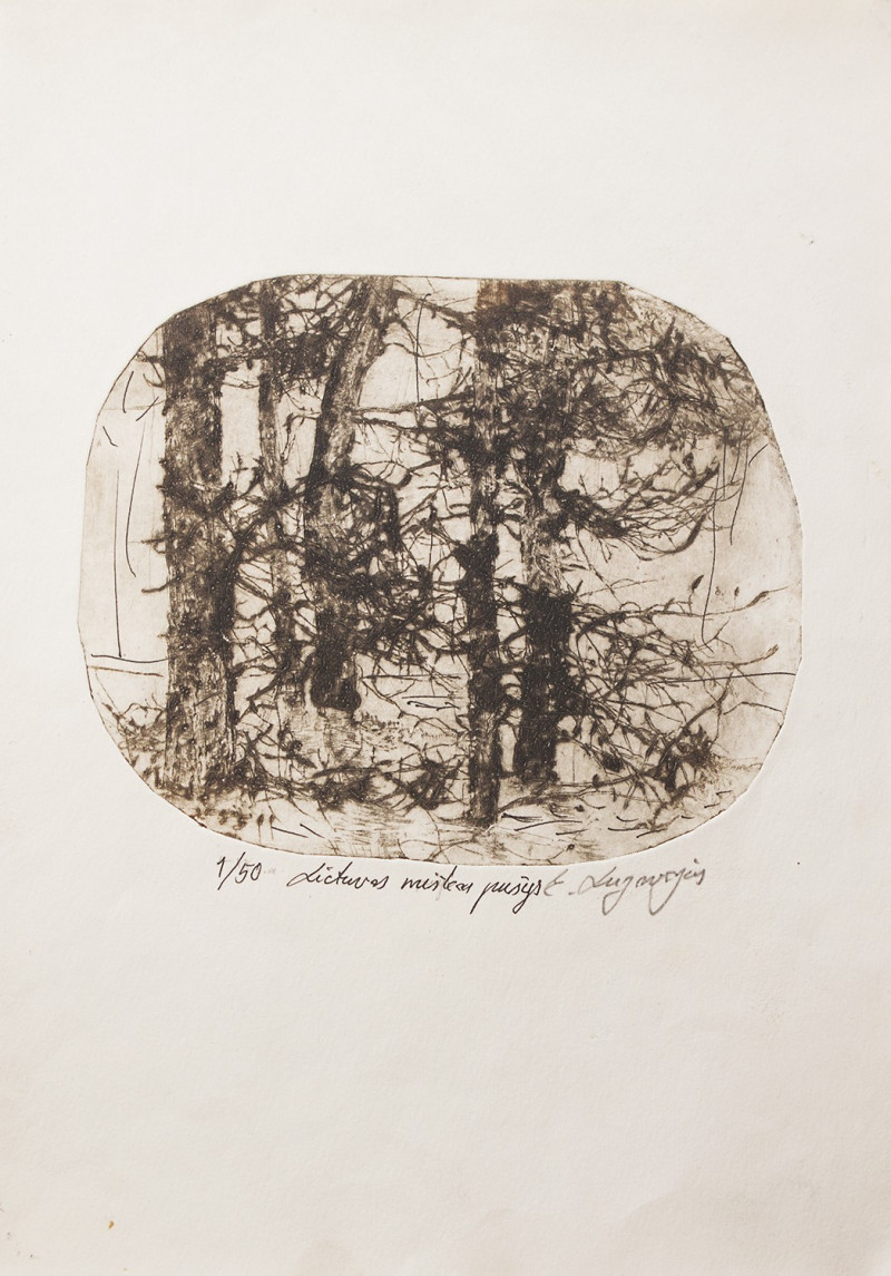 Eugenijus Lugovojus tapytas paveikslas Lietuvos miškas, pušys, Galerija , paveikslai internetu