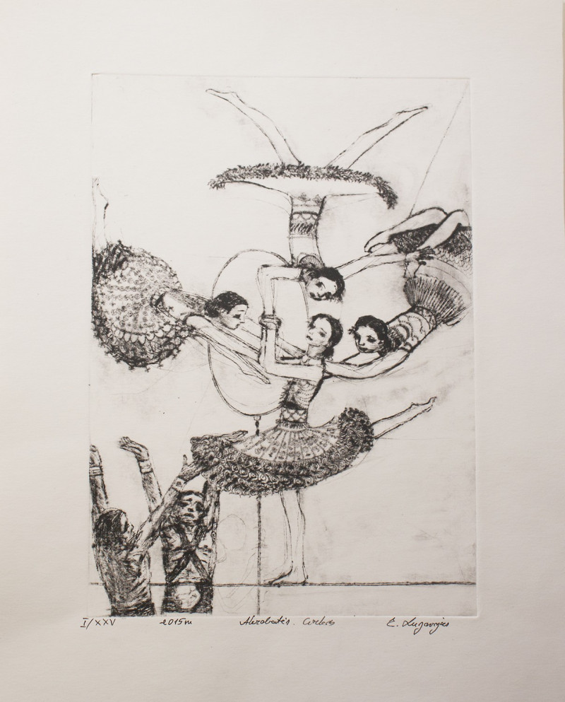 Eugenijus Lugovojus tapytas paveikslas Akrobatės. Cirkas, Šokis - Muzika , paveikslai internetu