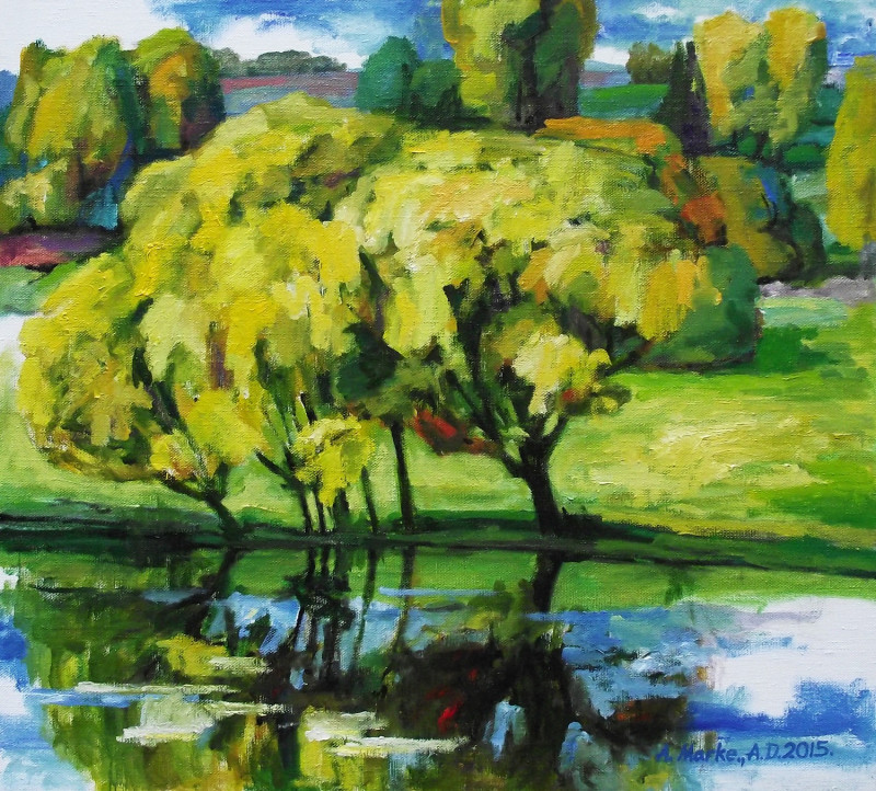 Autumn original painting by Albinas Markevičius. Landscapes