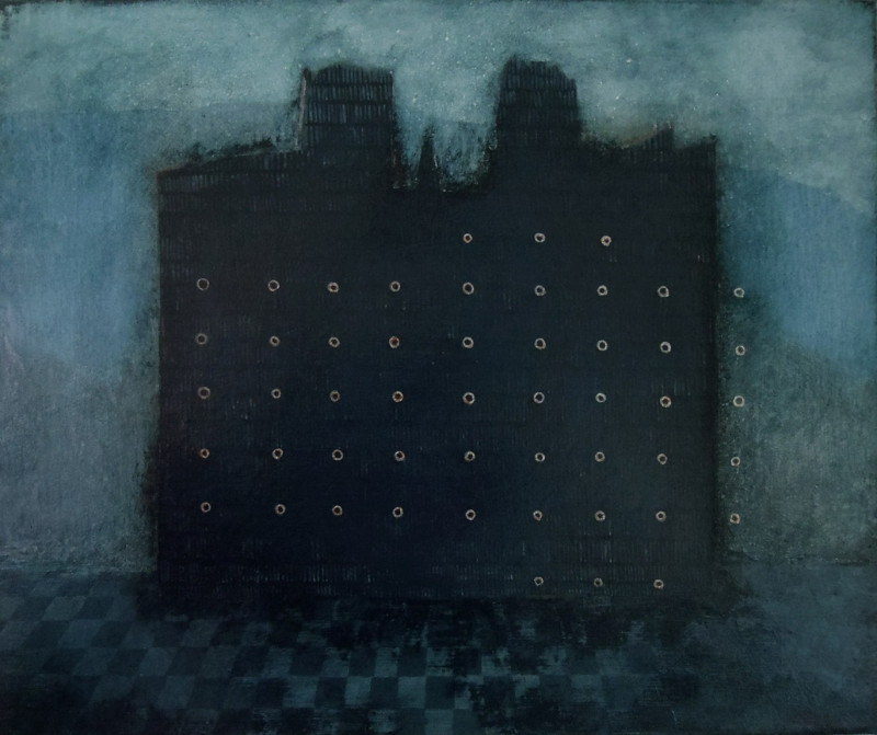 Dark (Bunratty) Castle original painting by Vaida Varnagienė. Urbanistic - Cityscape