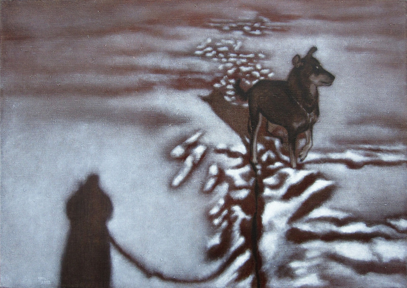 A Walk original painting by Gintarė Marčiulynaitė-Maskaliūnienė. Animalistic Paintings