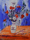 Still Life with a Poppy original painting by Arvydas Martinaitis. For Art Collectors
