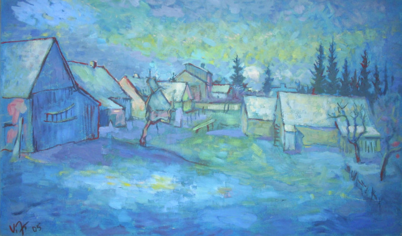Winter original painting by Vidmantas Jažauskas. Landscapes