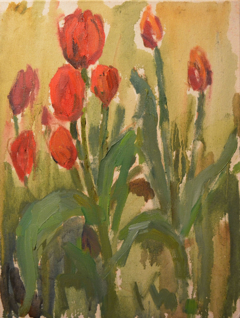 Tulips original painting by Karolina Latvytė-Bibiano. Flowers