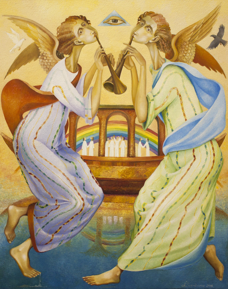 Arnoldas Švenčionis tapytas paveikslas Nojus susitaria su Dievu 2, Sakralinis , paveikslai internetu