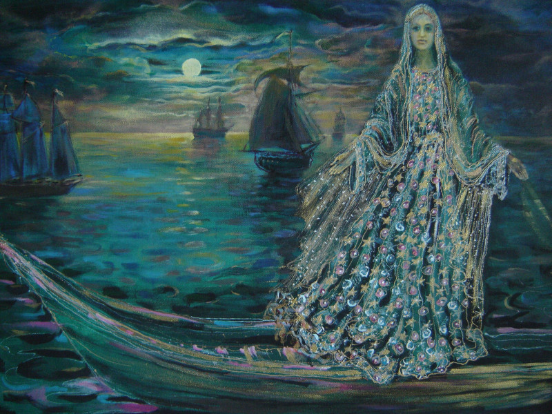 Sea Girl original painting by Jolanta Grigienė. Acrylic painting