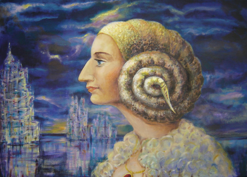 Jolanta Grigienė tapytas paveikslas Iliuzija 1, Fantastiniai paveikslai , paveikslai internetu