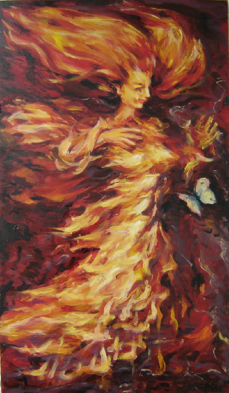 Fire And Butterfly original painting by Jolanta Grigienė. Fantastic